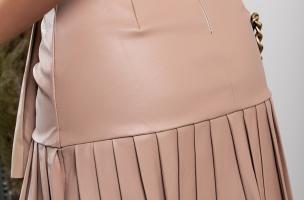 Faux leather pleated miniskirt with belt Chiqui, brown