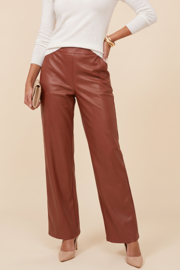 Faux Leather Pants, Brandy