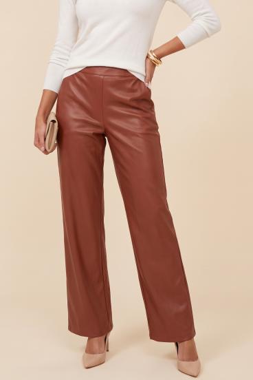 Faux Leather Pants, Brandy