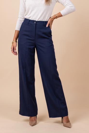Elegant Straight Pants, Dark Blue