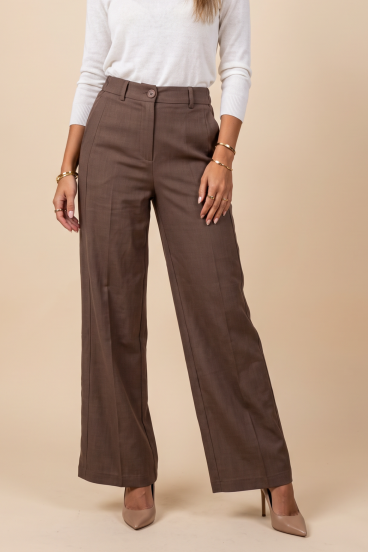 Elegant Straight Pants, Brown