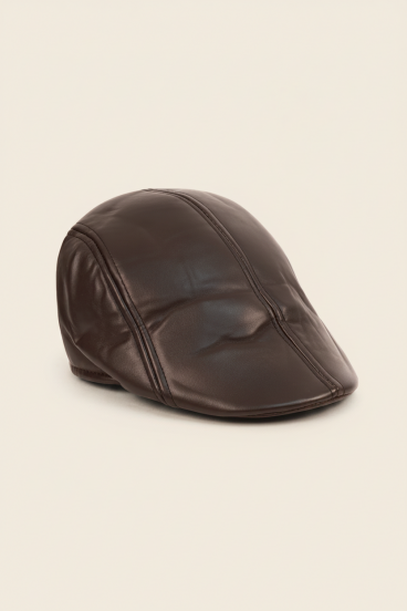 Faux leather cap, Dark Brown