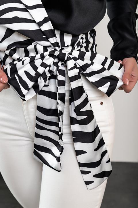 Elegant blouse with Roveretta print, black and white