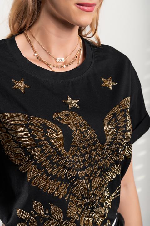 T-shirt with short sleeves and decorative details Necochea, black