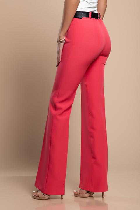 Elegant long straight-leg trousers, coral