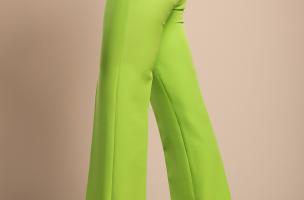 Elegant long straight-leg trousers, green