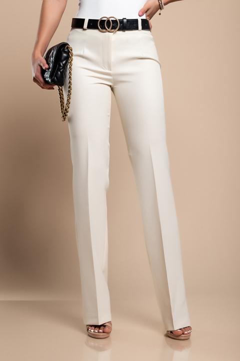 Elegant long trousers with a straight leg, beige