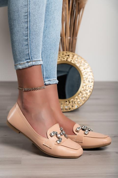 Elegant loafers with decorative detail, beige