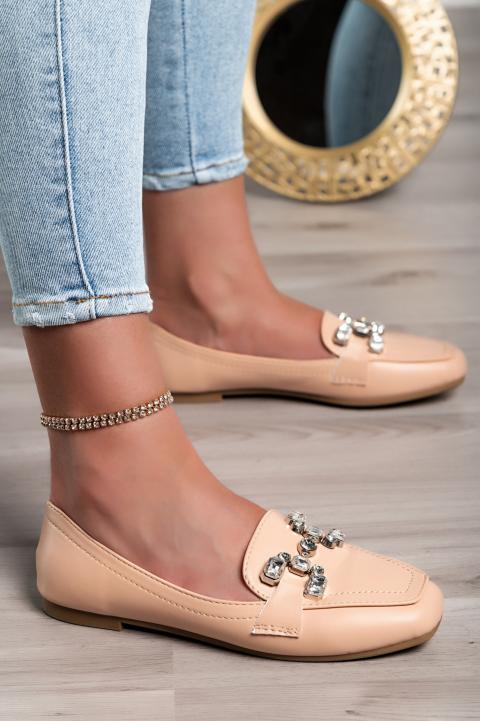 Elegant loafers with decorative detail, beige