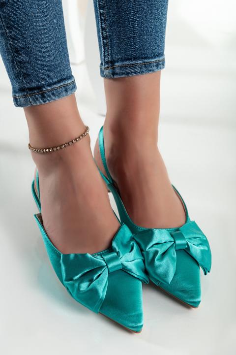 Shoes with decorative bow, green