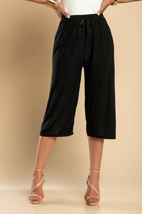 3/4 pants with elastic waist, black