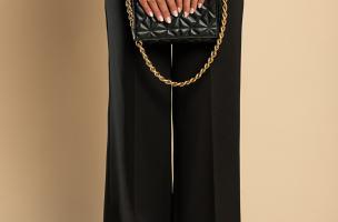 Elegant long trousers with loose leg, black