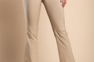 Elegant flared leg trousers, beige