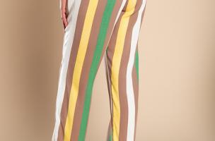 Elegant pants with striped pattern, yellow