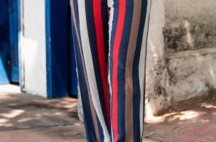 Elegant trousers with striped pattern, dark blue