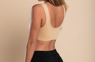 Sports bra with padded cups, beige