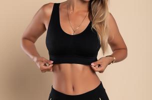 Sports bra with padded cups, black