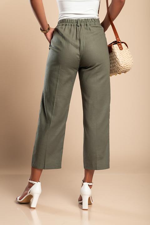 Elegant linen trousers, olive green