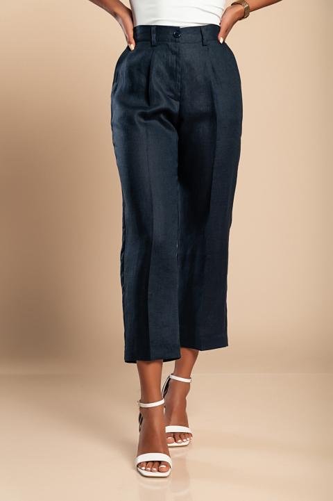 Elegant linen trousers, dark blue