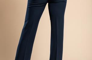 Elegant long straight-leg trousers, dark blue