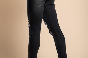 Tight jeans with a high waist and slits Stefan, black