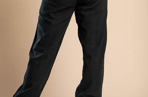 Fashionable long pants with pockets and elastic at the waist Amory, black