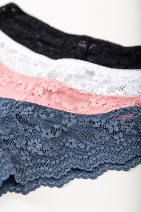 Set of four lace panties, various colors