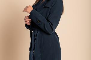 Elegant trench coat with buttons, dark blue