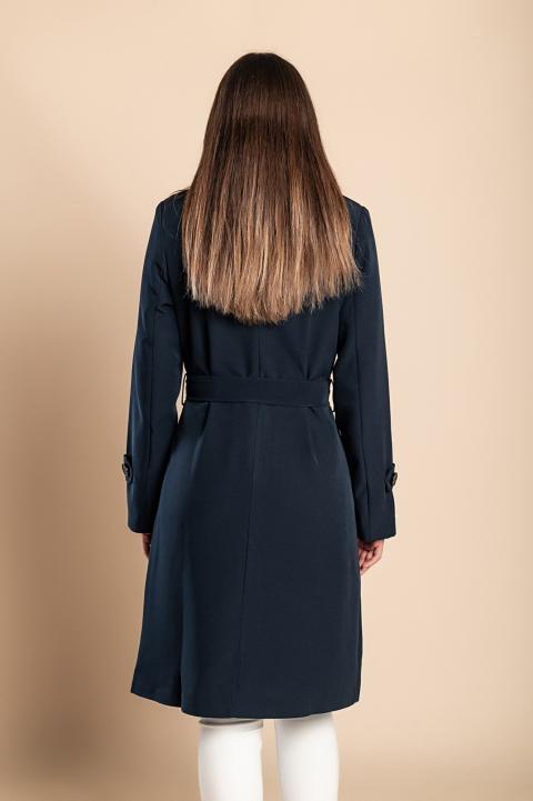 Elegant trench coat with buttons, dark blue