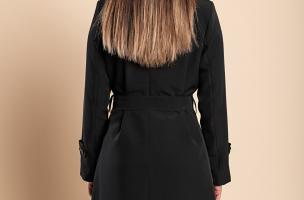 Elegant trench coat with buttons, black