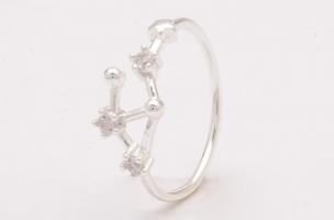 Silver ring with decorative diamonds, ART502 LIBRA, silver color