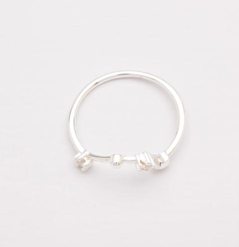 Silver ring with decorative diamonds, ART503 - AQUARIUS, silver color