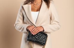 Elegant coat with one button, beige