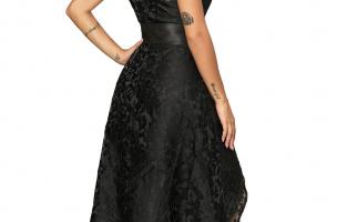 Elegant mini sleeveless dress with beautiful lace Suzan, black