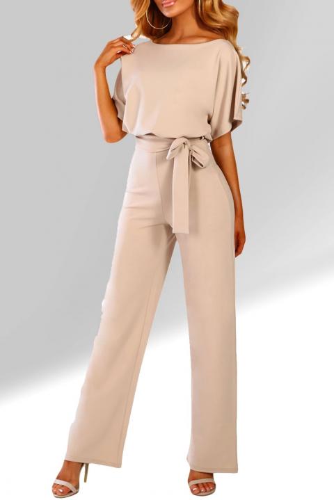Fashion jumpsuit with wide long pants and short sleeves Nelia, apricot